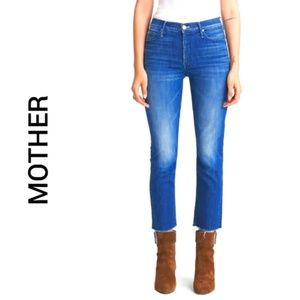 Mother The Mid Rise Dazzler Crop Fray Jeans Size 28 New